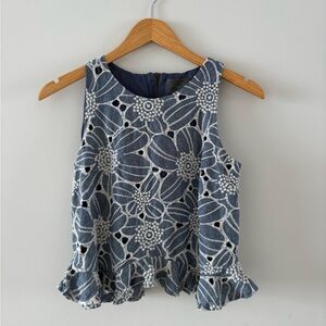 Sunday in Brooklyn Blue and White Floral Blouse